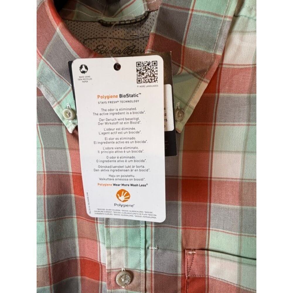 Eddie Bauer Voyager Flex S Short Sleeve Plaid Button Down Polygiene Shirt NWT - Picture 5 of 7